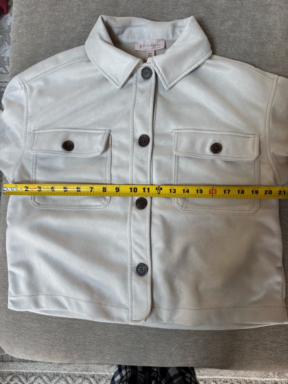 Philosophy Light Beige Button-Front Jacket - Picture 6 of 7